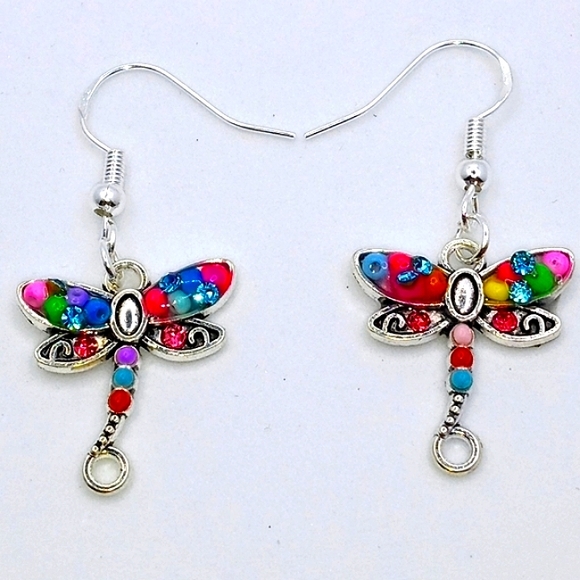 Jewelry - STERLING SILVER EAR WIRE MULTICOLOR DRAGONFLY 2/$16